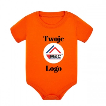 Body niemowlęce z krótkim rękawem z twoim napisem lub logo, 9 kolorów do wyboru
